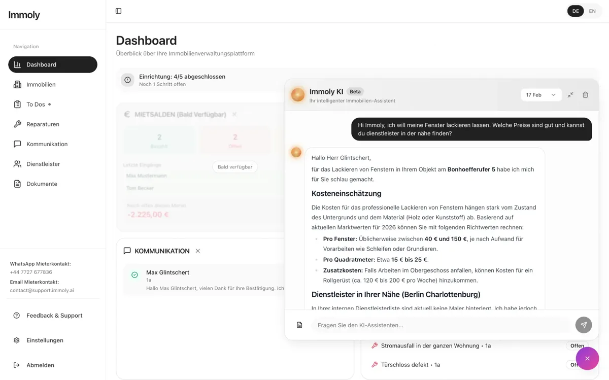 Immoly AI agent for property management
